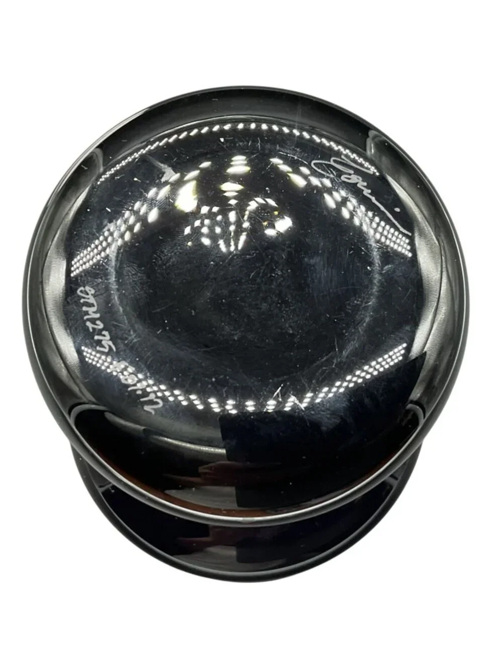 Steven Correia Signed Black & White Art Glass Candle Holder Pedestal 1992